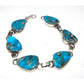 Navajo Kingman Turquoise Link Bracelet Sterling Silver 