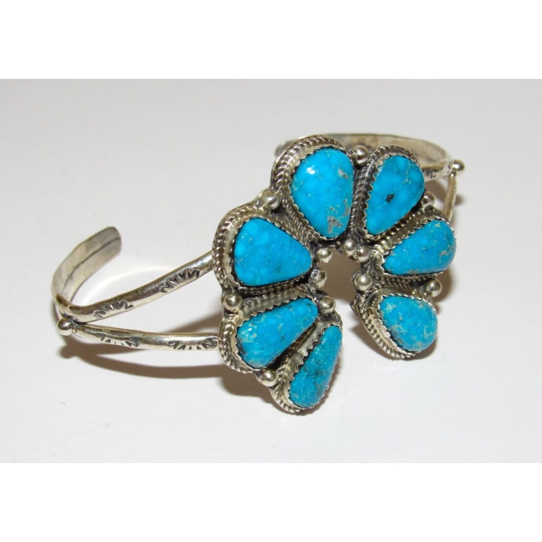 Navajo Kingman Turquoise Naja Cuff Bracelet Statement Native