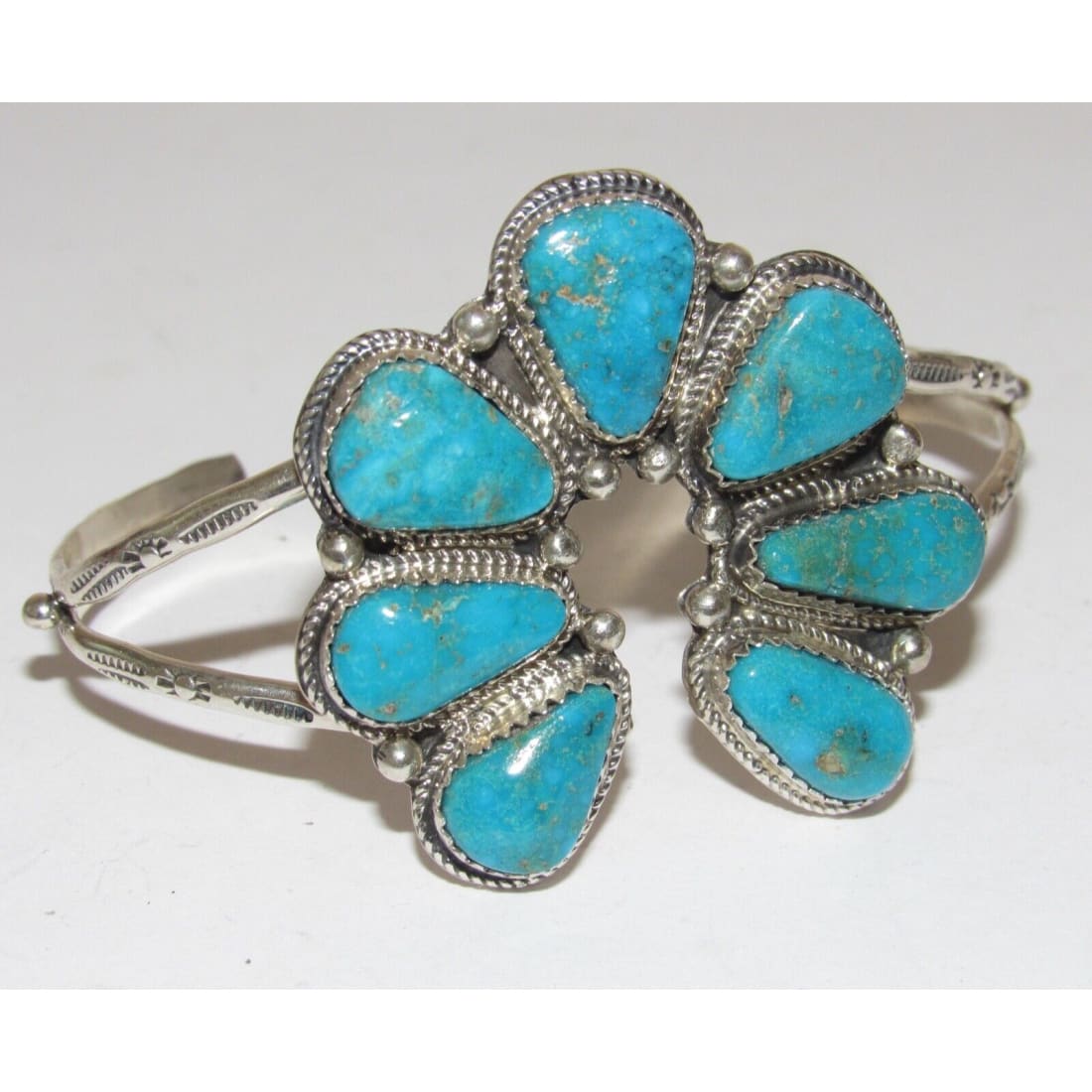 Navajo Kingman Turquoise Naja Cuff Bracelet Statement Native