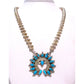 Navajo Kingman Turquoise Naja Necklace Squash Blossom 