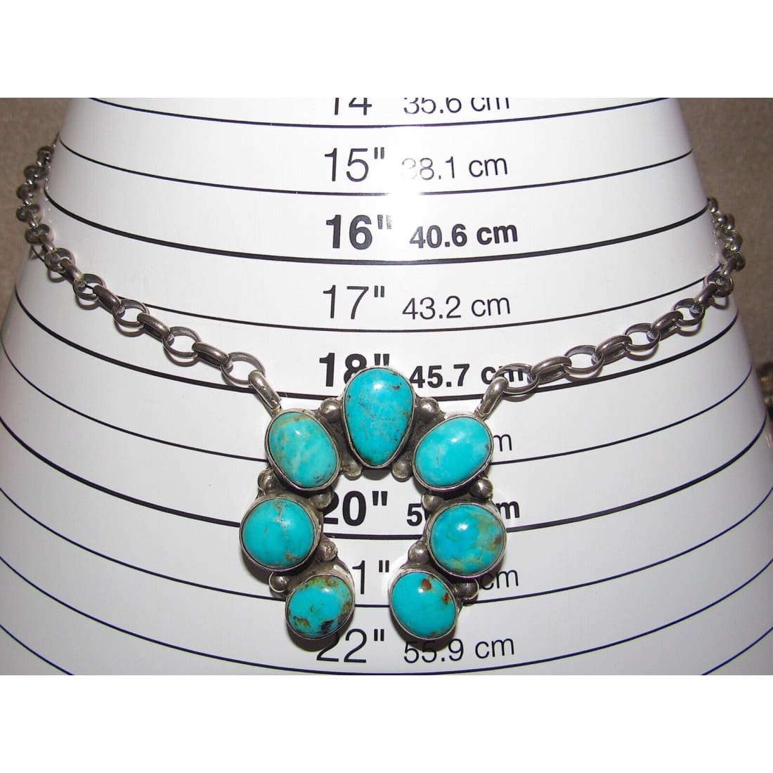 Navajo Kingman Turquoise Naja Necklace Squash Blossom 