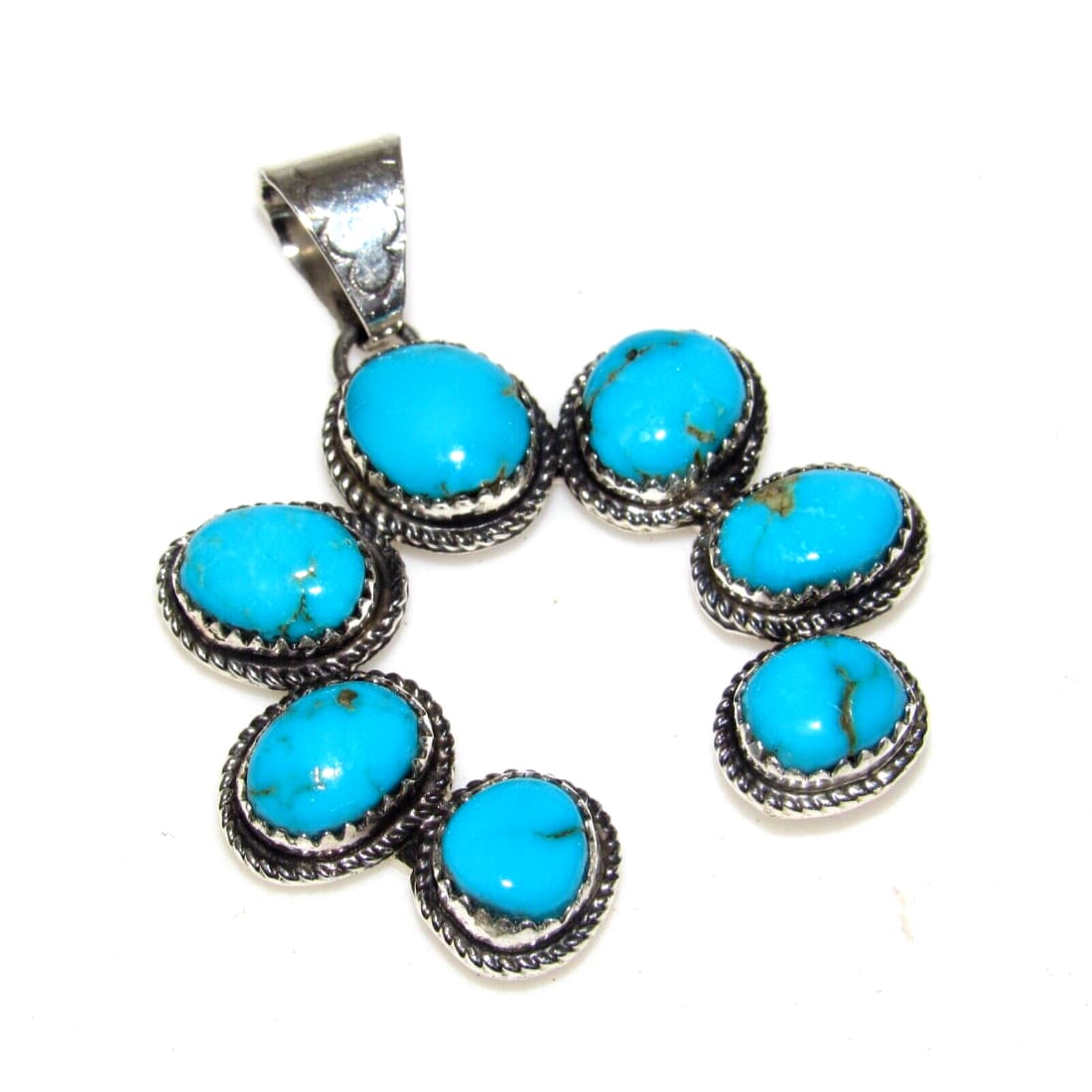 Navajo Kingman Turquoise Naja Pendant Sterling Silver Signed