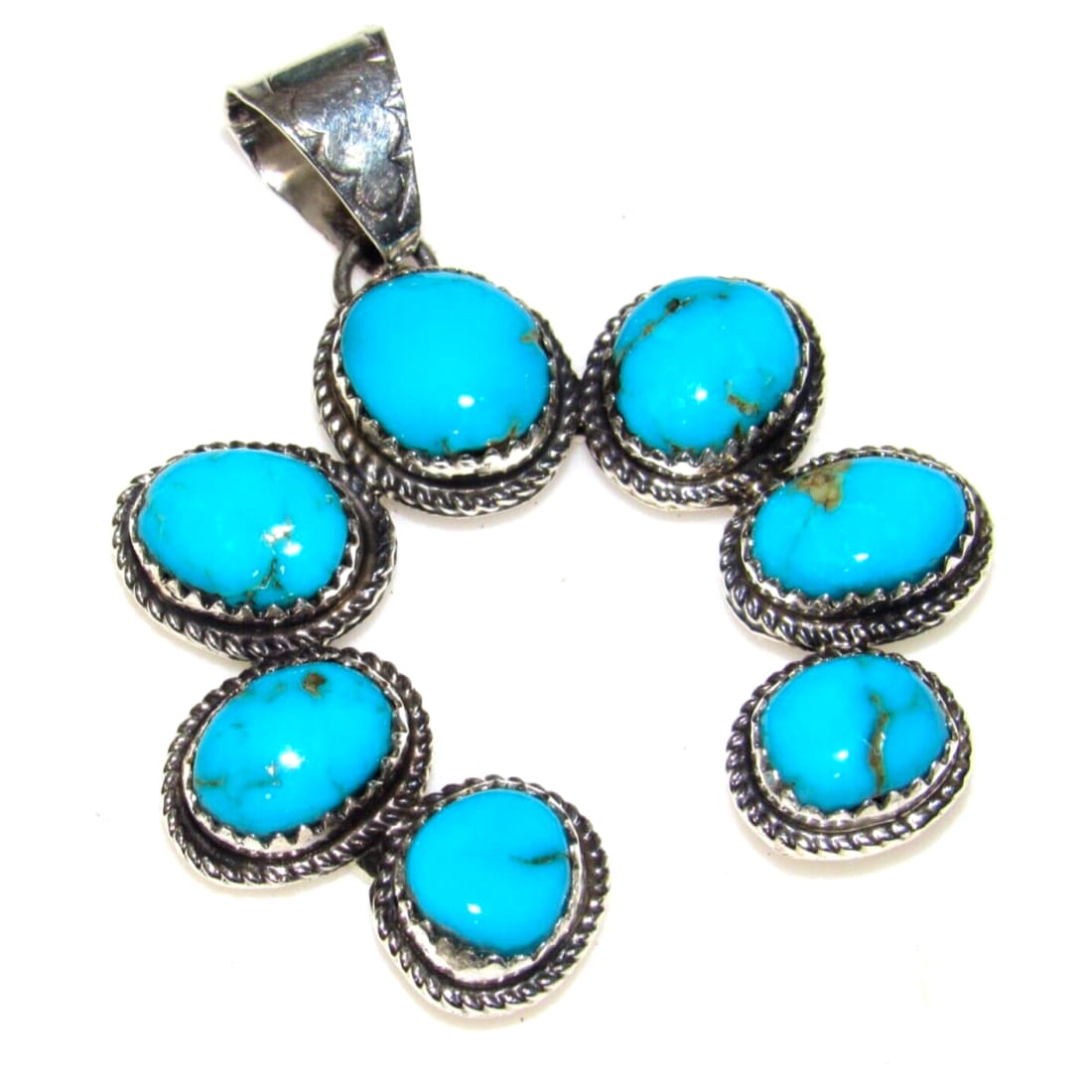 Navajo Kingman Turquoise Naja Pendant Sterling Silver Signed