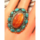 Navajo Kingman Turquoise Orange Spiny Cluster Ring Sz 8 Sterling Native Signed The Southwestern Style Gallery