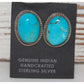 Navajo Kingman Turquoise Post Earrings Sterling Silver 