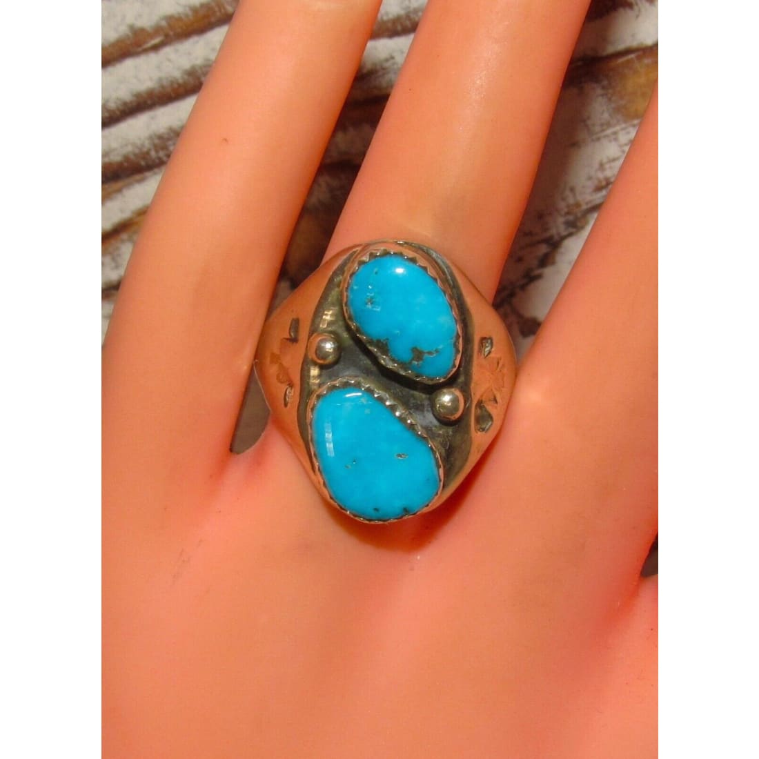 Navajo Kingman Turquoise Ring Size 10 Sterling Silver Native