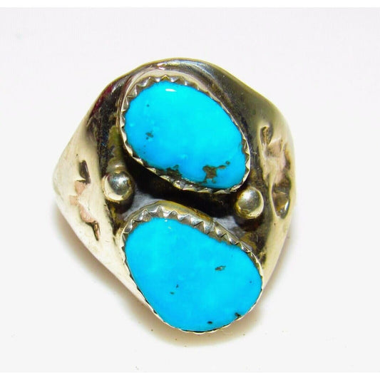 Navajo Kingman Turquoise Ring Size 10 Sterling Silver Native