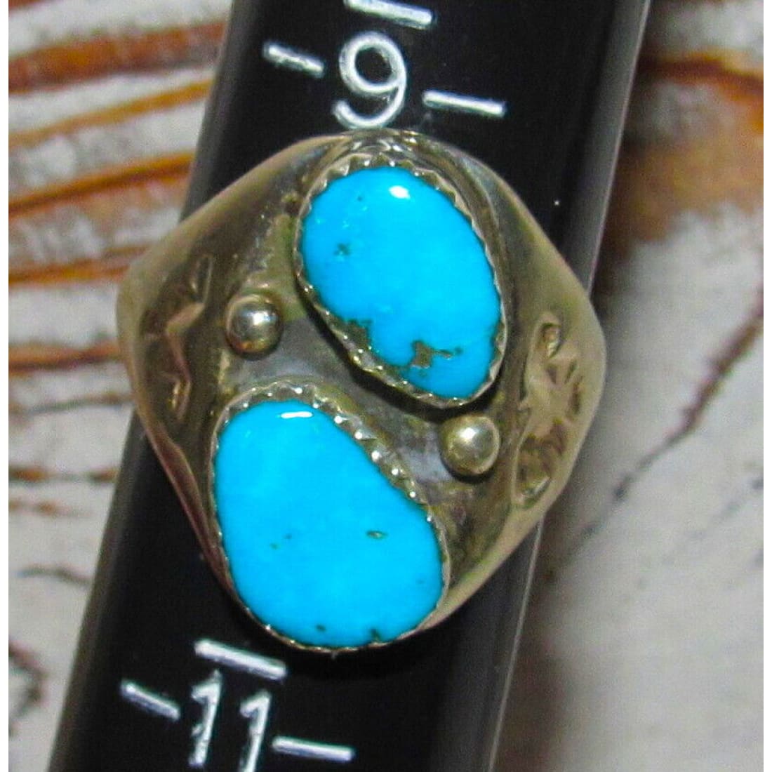 Navajo Kingman Turquoise Ring Size 10 Sterling Silver Native