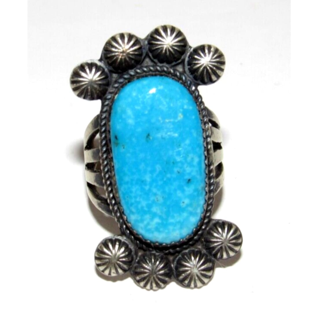 Navajo Kingman Turquoise Ring Size 7 Sterling Silver M. 