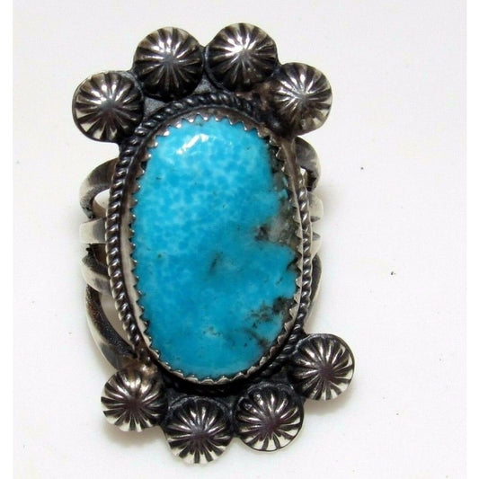 Navajo Kingman Turquoise Ring Size 7 Sterling Silver Native 