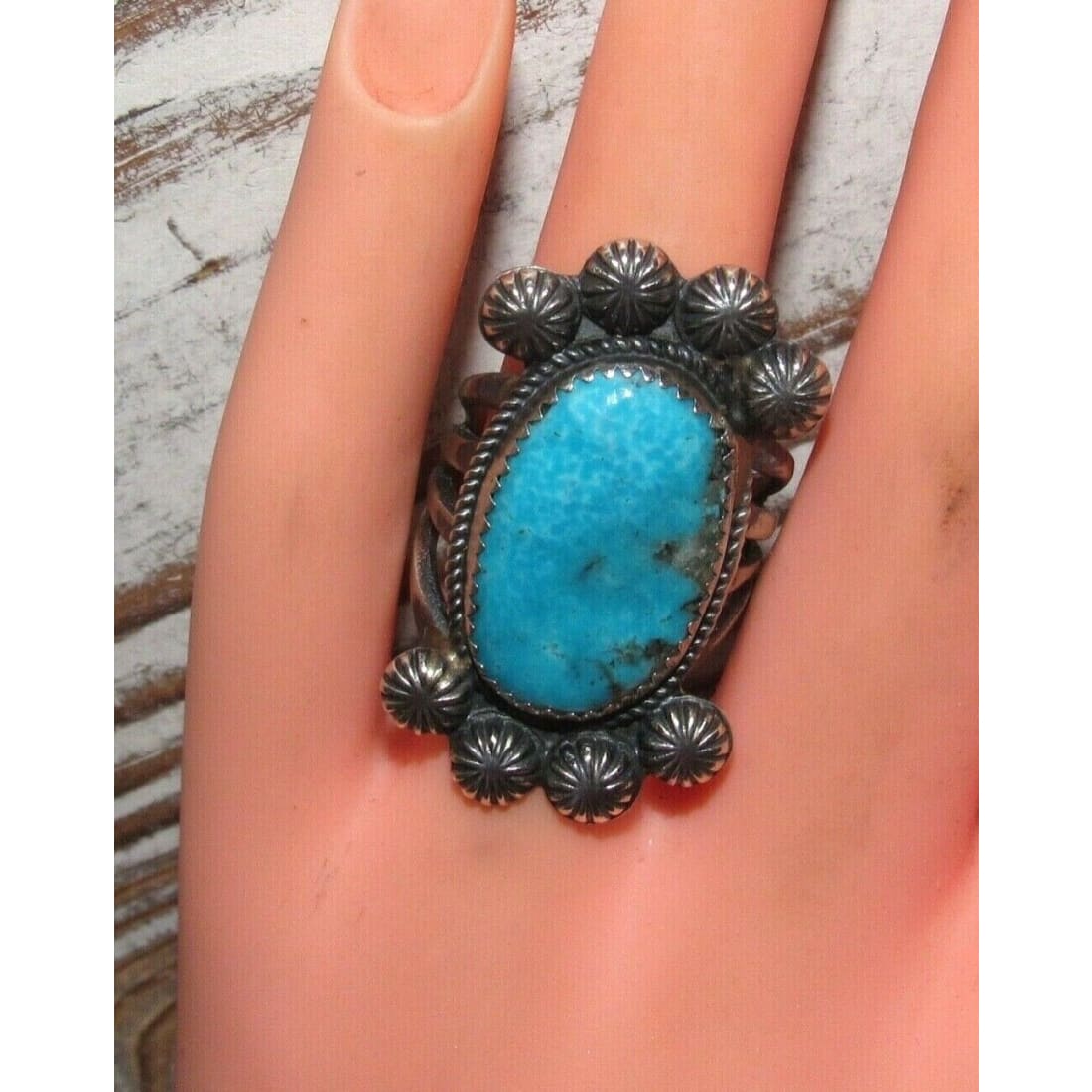 Navajo Kingman Turquoise Ring Size 7 Sterling Silver Native 
