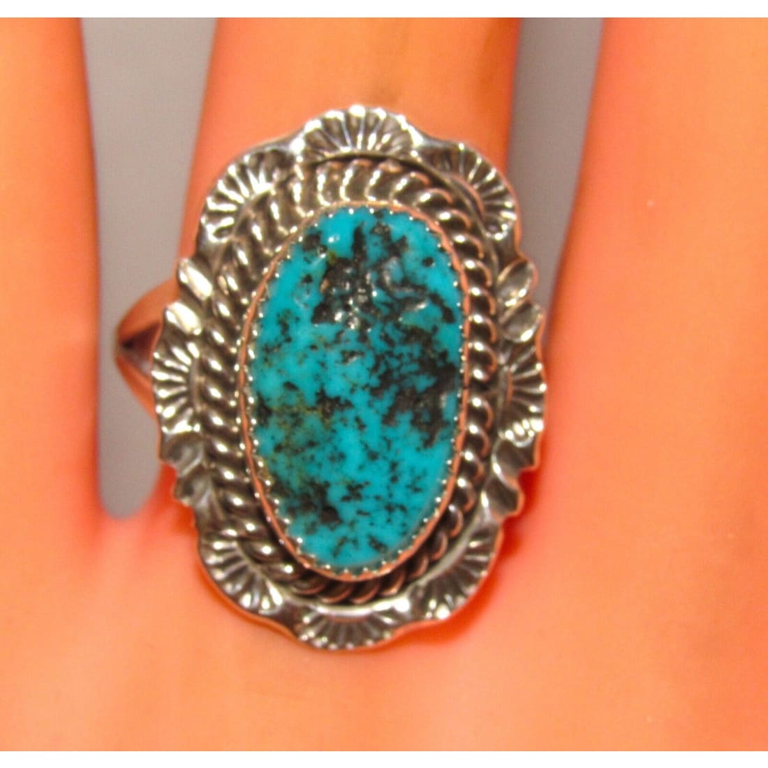 Navajo Kingman Turquoise Ring Sz 9 Sterling Silver Native