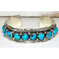 Navajo Kingman Turquoise Row Cuff Bracelet Sterling Silver 