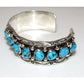 Navajo Kingman Turquoise Row Cuff Bracelet Sterling Silver 