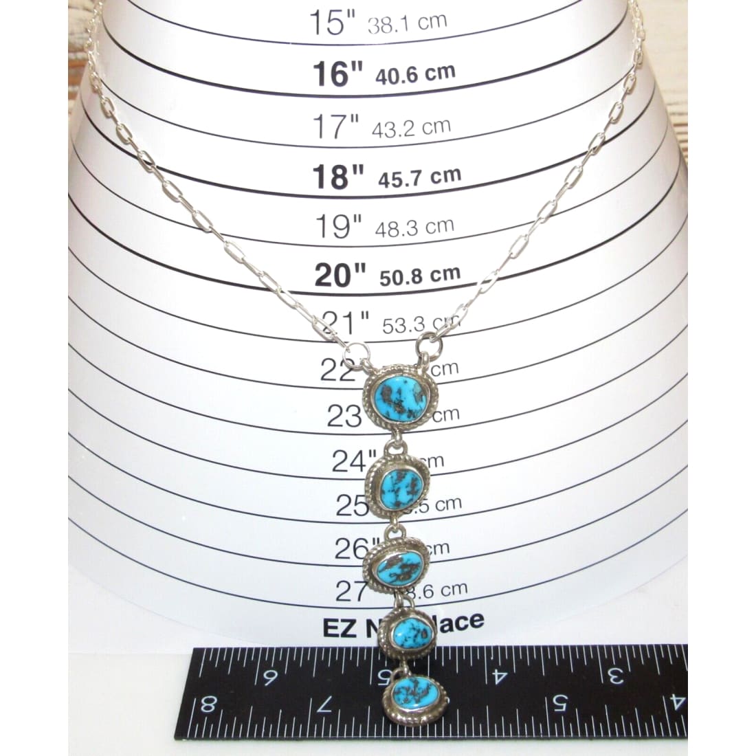Navajo Kingman Turquoise Small Lariat Necklace Sterling 