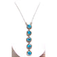 Navajo Kingman Turquoise Small Lariat Necklace Sterling 