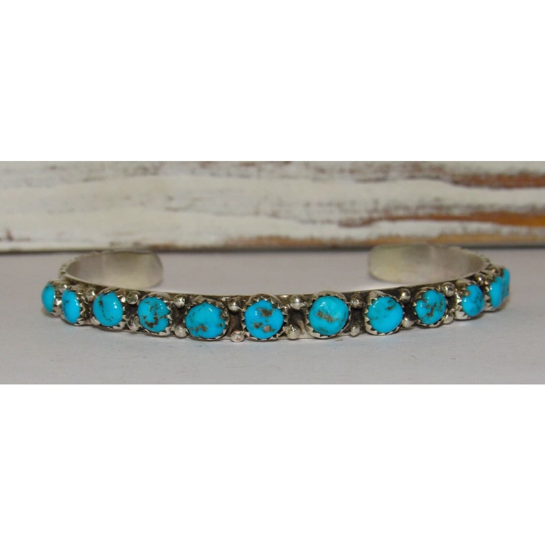 Navajo Kingman Turquoise Stacker Cuff Bracelet Sterling