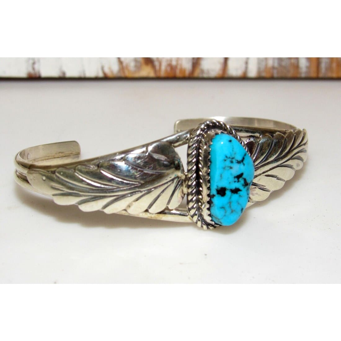 Navajo Kingman Turquoise Stacker Cuff Bracelet Sterling 