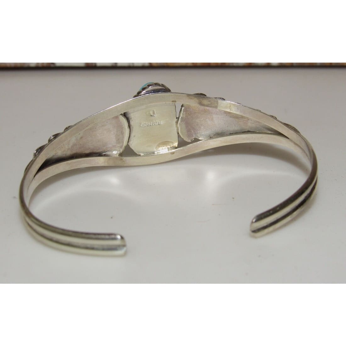 Navajo Kingman Turquoise Stacker Cuff Bracelet Sterling 
