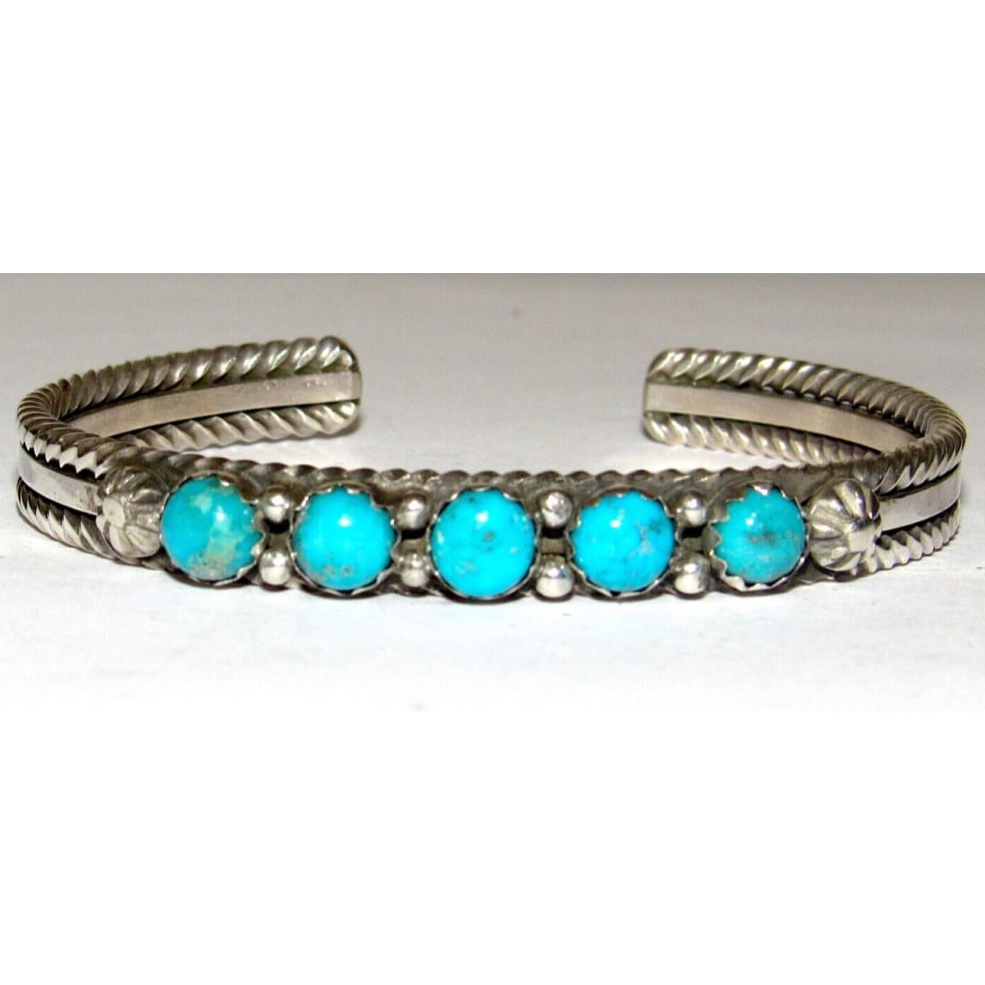 Navajo Kingman Turquoise Stacker Cuff Bracelet Sterling