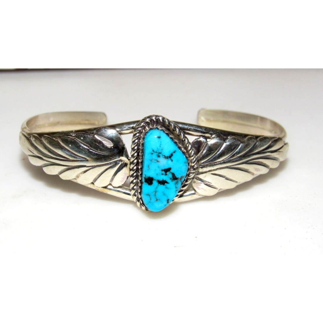 Navajo Kingman Turquoise Stacker Cuff Bracelet Sterling 
