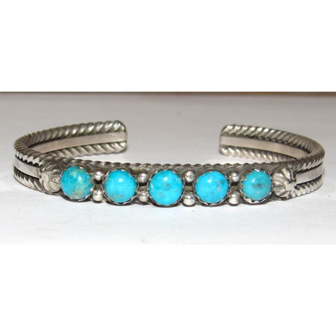 Navajo Kingman Turquoise Stacker Cuff Bracelet Sterling