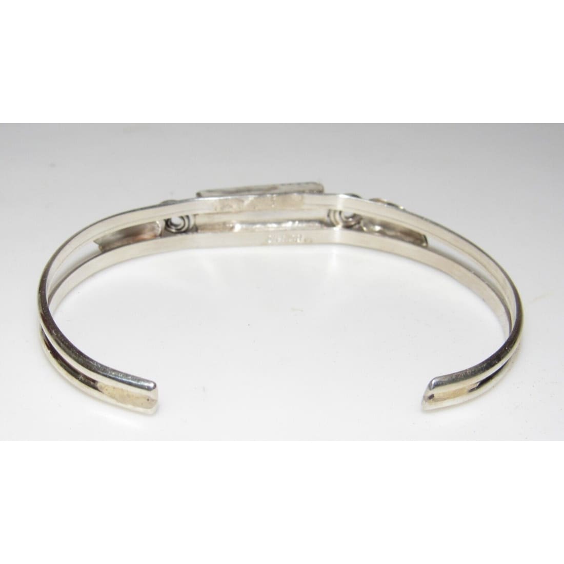 Navajo Kingman Turquoise Stacker Cuff Sterling Hand Etched 