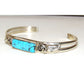 Navajo Kingman Turquoise Stacker Cuff Sterling Hand Etched 