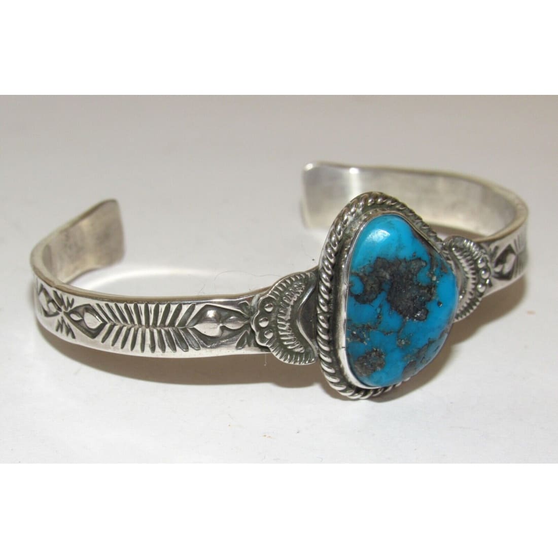 Navajo Kingman Turquoise Stacker Cuff Sterling Silver 