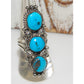 Navajo Kingman Turquoise Statement Ring Size 8 Sterling 
