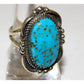 Navajo Kingman Turquoise Statement Ring Sz 7.5 Sterling 