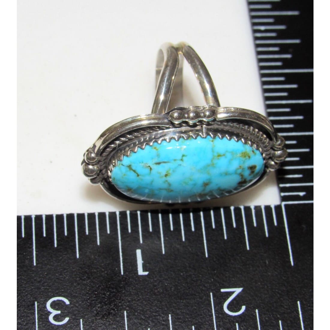 Navajo Kingman Turquoise Statement Ring Sz 7 Sterling Silver