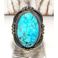Navajo Kingman Turquoise Statement Ring Sz 7 Sterling Silver