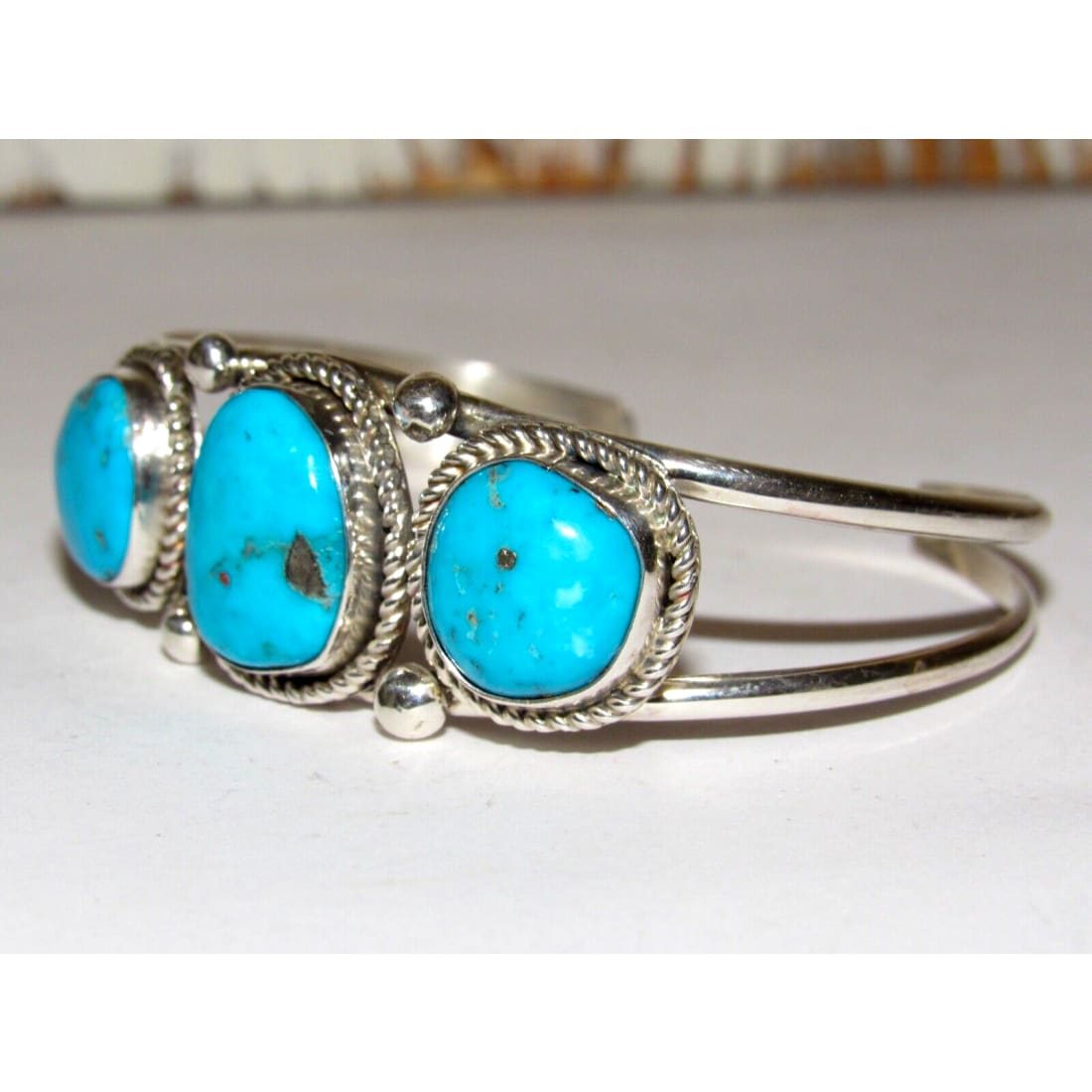 Navajo Kingman Turquoise Sterling Silver Cuff Bracelet