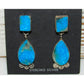 Navajo Kingman Turquoise Sterling Silver Dangle Earrings Native American Signed Native American