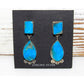 Navajo Kingman Turquoise Sterling Silver Dangle Earrings Native American Signed Native American