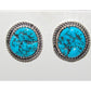 Navajo Kingman Turquoise Stud Earrings Sterling Silver 