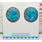 Navajo Kingman Turquoise Stud Earrings Sterling Silver 