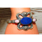 Navajo Lapis Pink Shell Cuff Bracelet Sterling Silver