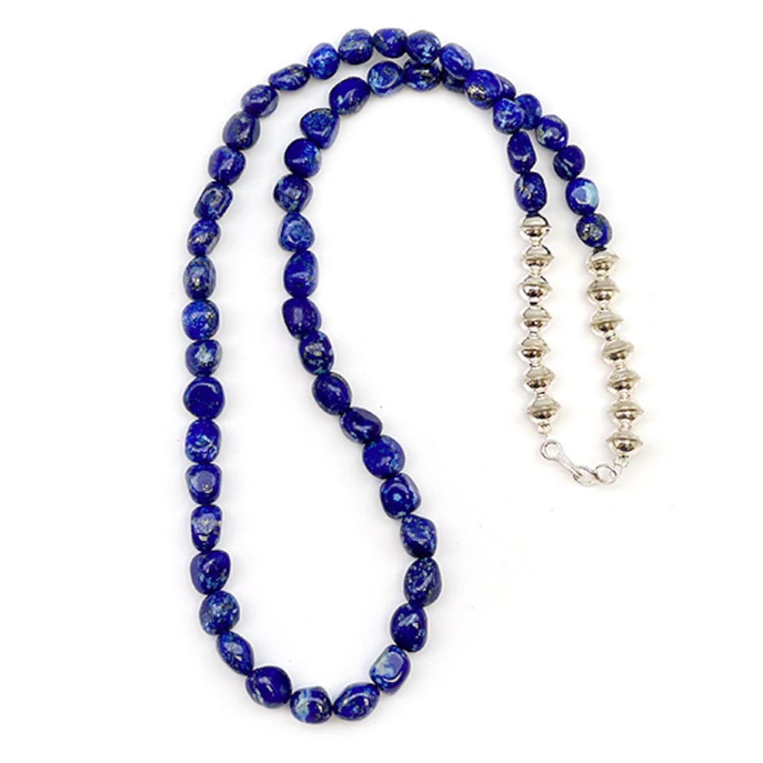 Navajo Lapis Sterling Beaded Heishi Choker Necklace Native 