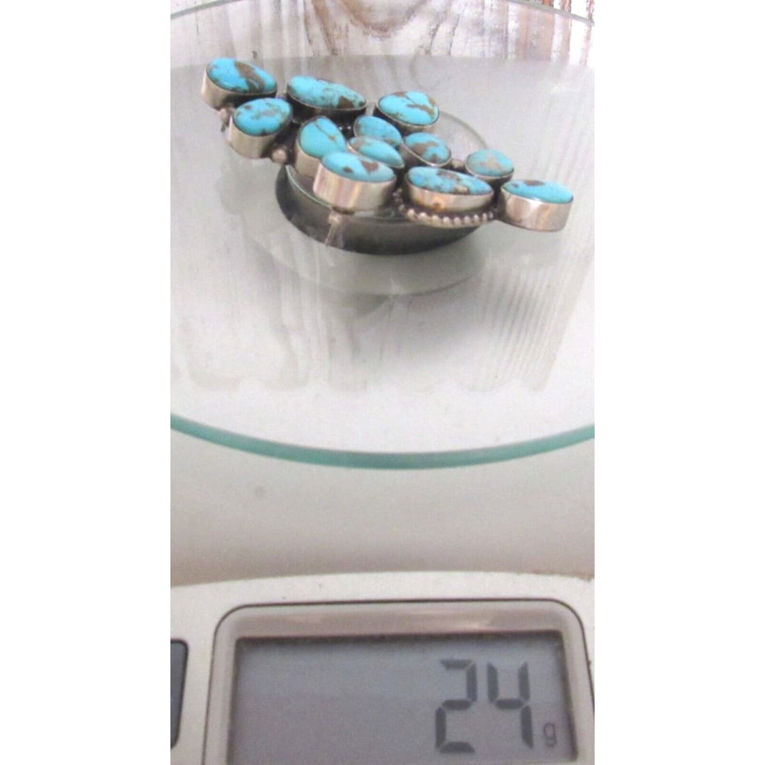 Navajo Large Turquoise Half Cluster Post Earrings Sterling 