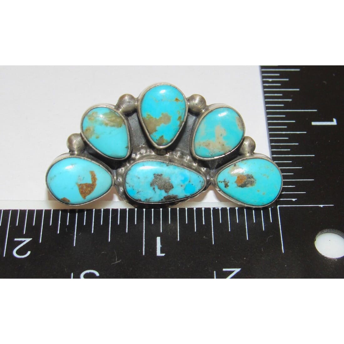 Navajo Large Turquoise Half Cluster Post Earrings Sterling 