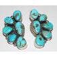 Navajo Large Turquoise Half Cluster Post Earrings Sterling 