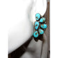 Navajo Large Turquoise Half Cluster Post Earrings Sterling 