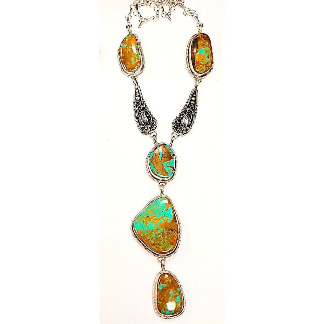 Navajo Lariat Necklace Royston Turquoise Sterling Silver