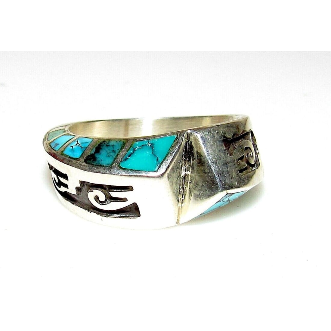 NAVAJO LONN PARKER Ring Size 7 Sterling Silver Turquoise 