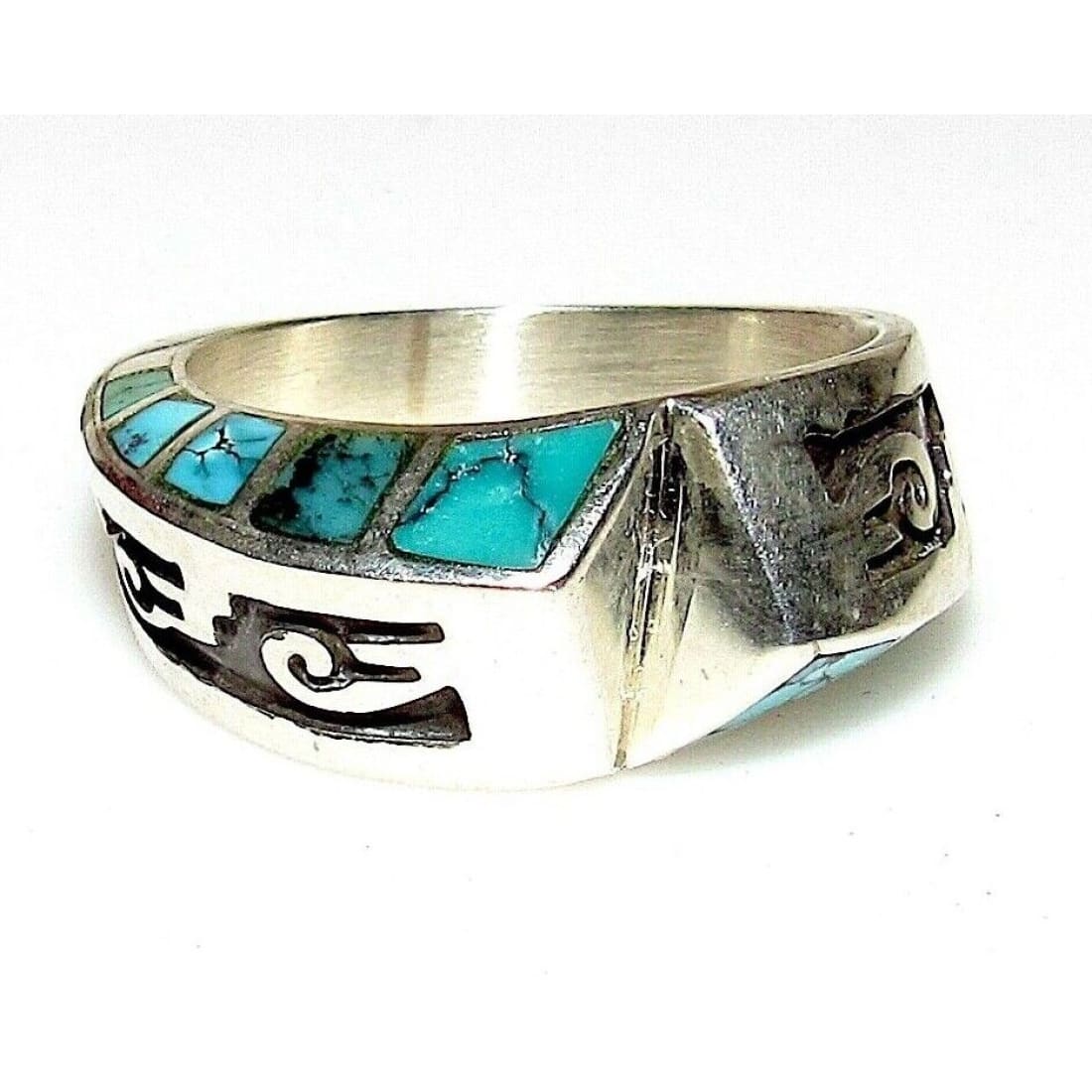 NAVAJO LONN PARKER Ring Size 7 Sterling Silver Turquoise 