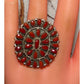Navajo Mediterranean Coral Cluster Ring Sz 8 Sterling Silver