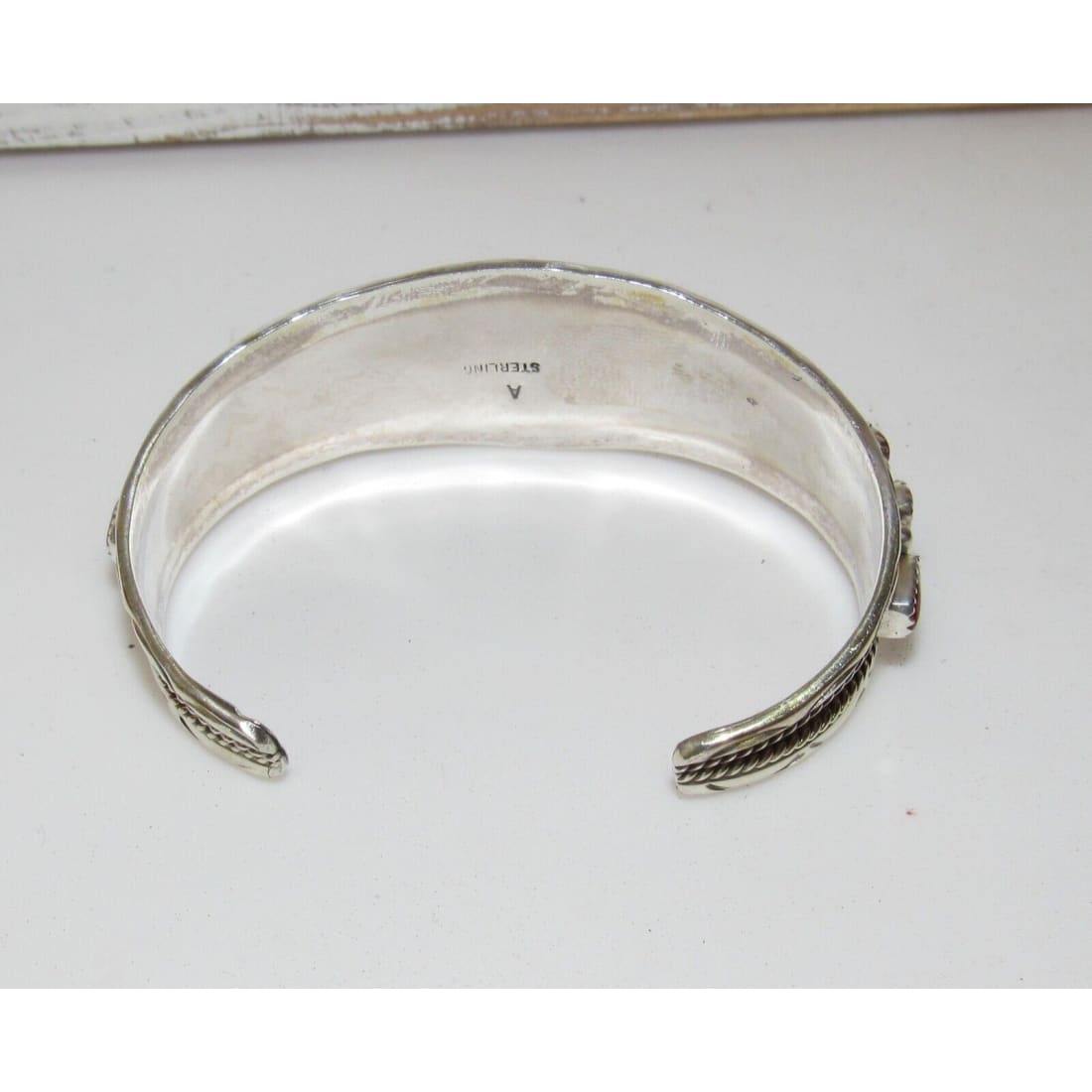 Navajo Mediterranean Coral Cuff Bracelet Sterling Silver 