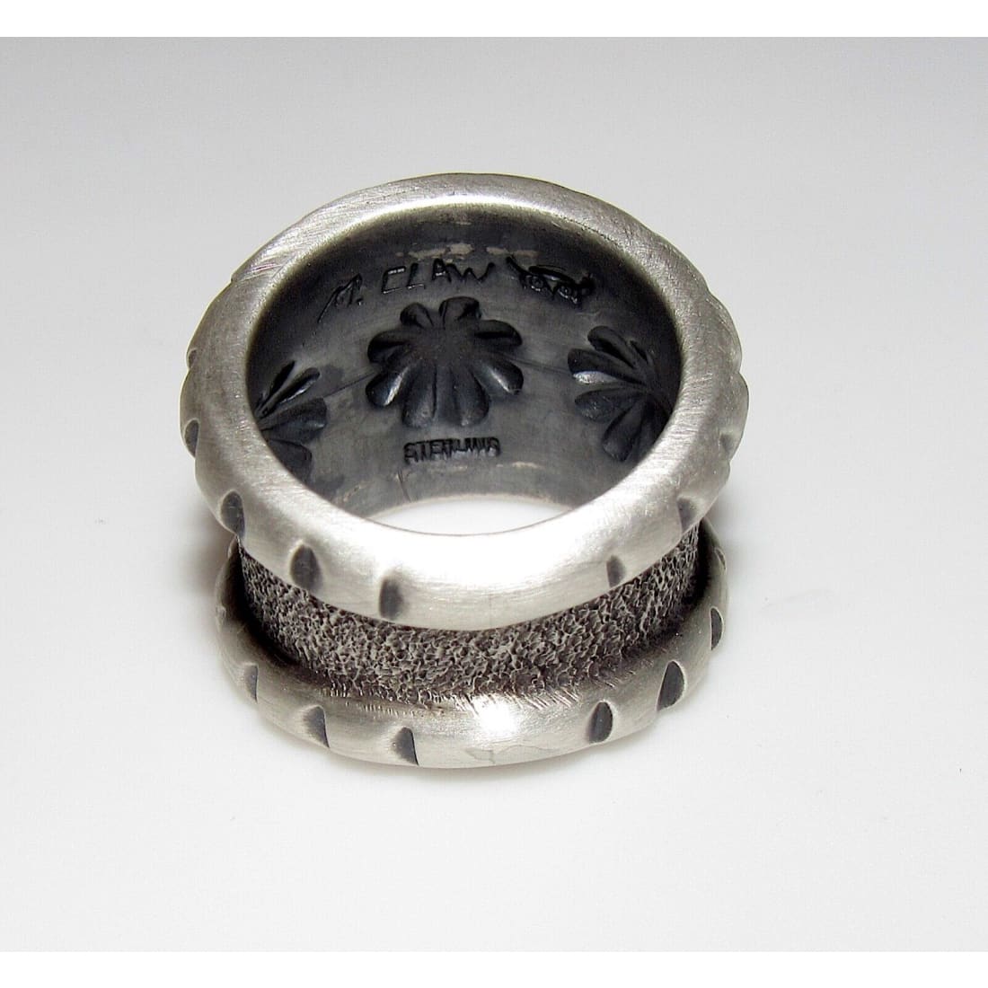 Navajo MONTY CLAW Ring Size 8 Tufa Cast Sterling Silver 